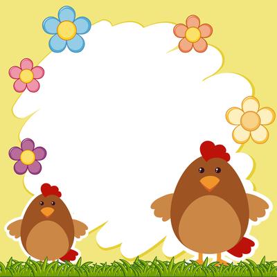 Border template with two chickens