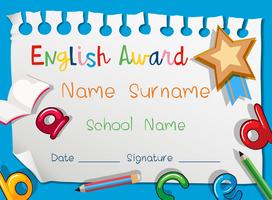 English award template on blue background vector