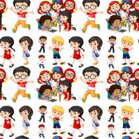 Seamless background with boys and girls vector
