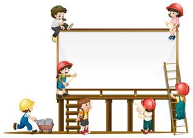 Board template and children working on construction vector