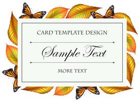 Card template with butterflies and yellow leaves vector