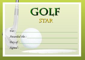 Certificate template for golf star vector