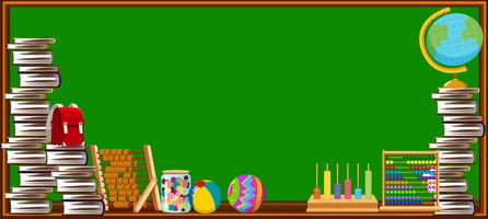 Blackboard and different school objects vector