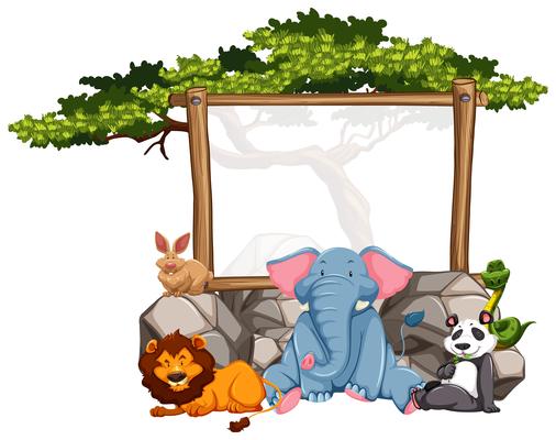 Wooden frame with wild animals