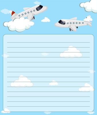 Paper template with two airplanes flying