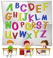 English alphabets and children in class vector