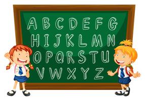 English alphabets on greenboard vector