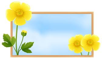 Frame template with yellow buttercup flowers vector