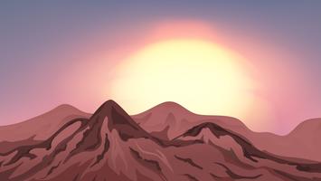 Escena con montañas al atardecer vector