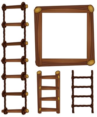 Ladders and wooden frame
