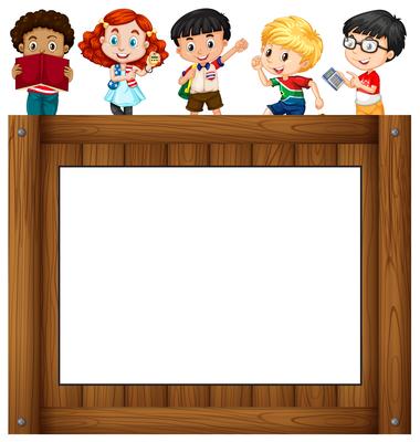 Children standing around the frame