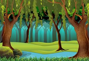 Escena con arboles en la selva. vector