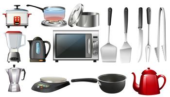 Kitchen utencils and electronic devices vector