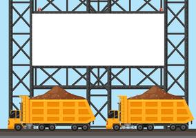 Border template with two lorry trucks vector