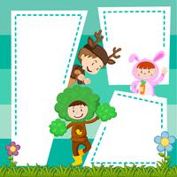 Border template with kids in costume vector