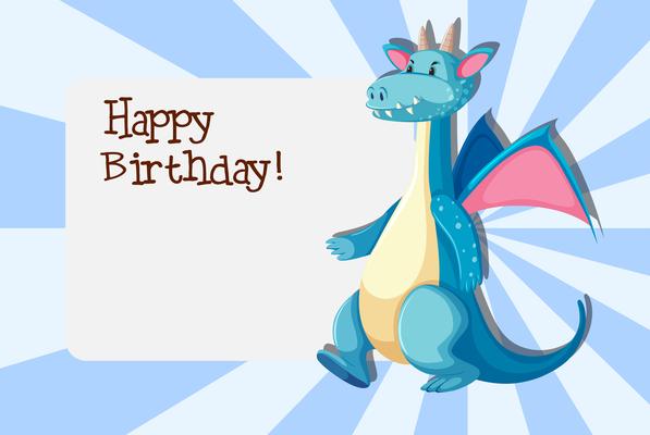 A dragon on birthday card template