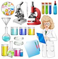 Scientist with science equipment vector