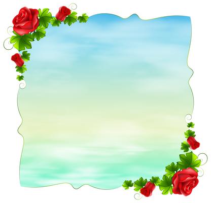 An empty template with red roses