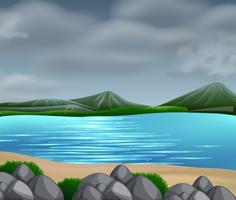 Cloudy by the Seaside vector