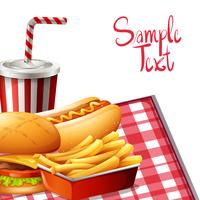 Paper design with fastfood on table vector