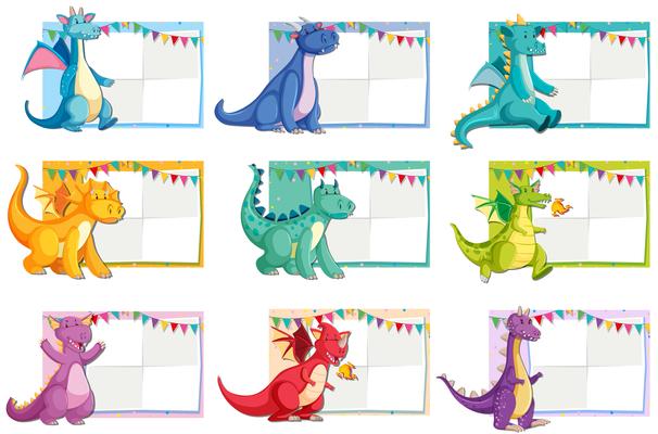 Set of dinosaur paper concept