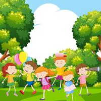 Boys and girls in the park vector