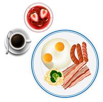 Breakfast with eggs and tea vector