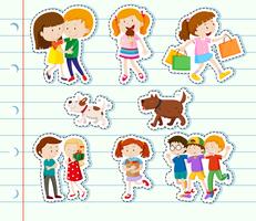 Sticker design with family and friends vector