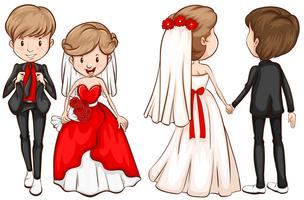 Vector free cartoon download couple wedding Vector Stock