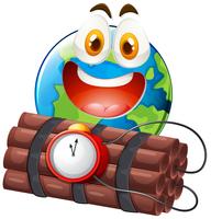 Earth with happy face and time bomb vector