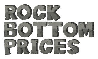 Font deisgn for phrase rock bottom prices vector