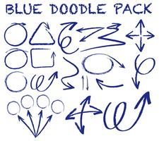 Diferentes trazos del doodle en color azul. vector