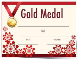 Certificate template with gold medal vector