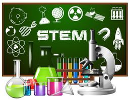 Poster design for stem education with science tools vector