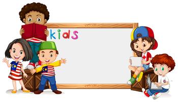 Border template with many kids vector