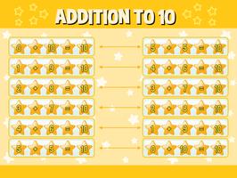 Addition to ten with yellow stars vector