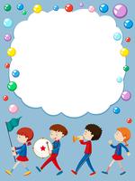 Border template with kids in school band vector