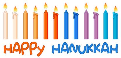 Velas de diferentes colores en el festival de hanukkah vector