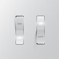Realistic black switches ONOFF on black background, vector illustration