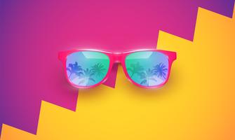 Gafas de sol vector realista en un fondo colorido, ilustración vectorial