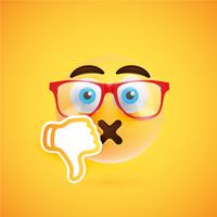 Emoticon with thumbs down, vector illustration