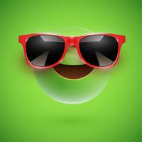 High-detailed 3D smiley with sunglasses on a colorful background, vector illustration