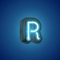 Realistic neon character from a set with console, vector illustration