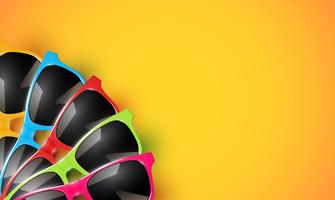 Realistic vector sunglasses on a colorful background, vector illustration