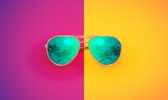 Realistic vector sunglasses on a colorful background, vector illustration