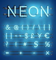 High detailed neon character set, vector illustration