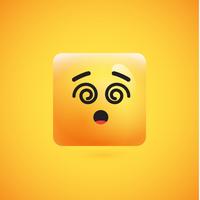 High detailed square yellow emoticon on a yellow background, vector illustration