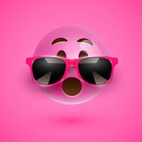 High-detailed 3D smiley with sunglasses on a colorful background, vector illustration