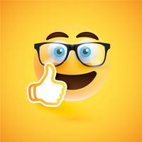 Emoticon with thumbs up, vector illustration