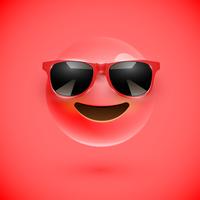 Smiley 3D de alto nivel con gafas de sol sobre un fondo colorido, ilustración vectorial vector